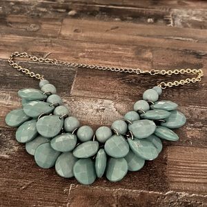 Teal beaded statement necklace